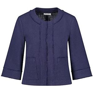 Gerry Weber Blazerjas voor dames, met franjesranden, 3/4 mouw, brede mouwen, gevoerde blazer met 3/4 mouwen, effen, blueberry, 42