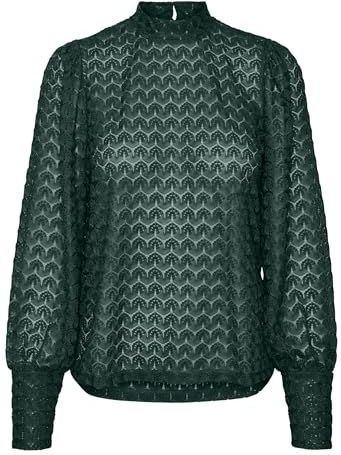 VERO MODA - VMBECCA LS HIGH NECK LACE TOP JRS NOOS - Blouse - Hoge Hals - Lange Mouwen