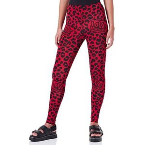 Moschino Love Women's Allover Animal Print Casual Broek, RED Black, M