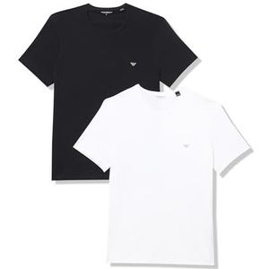Emporio Armani Puur Katoen 2-Pack T-Shirt Wit/Zwart, Wit/Zwart, XL
