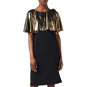 Gina Bacconi Dames crêpe en metallic chiffon jurk cocktail, zwart/goud, 50 NL