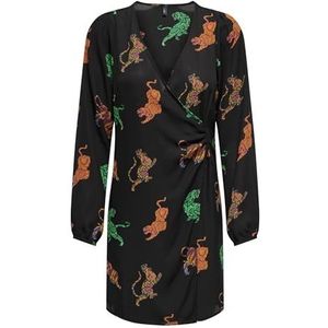 ONLALMA Life Poly L/S GINA Dress AOP, Zwart/Aop: 586 Swirl Tiger, M