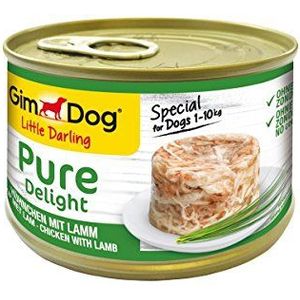 GimDog Pure Delight kip en lam - Eiwitrijke hondensnack, met mals vlees in heerlijke gelei - 18 blikken (18 x 150 g)