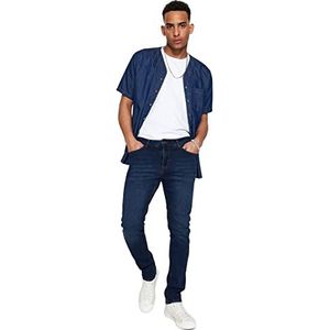 Trendyol Mannen plus grootte normale taille slanke jeans, marine blauw, 29, marineblauw, 29W