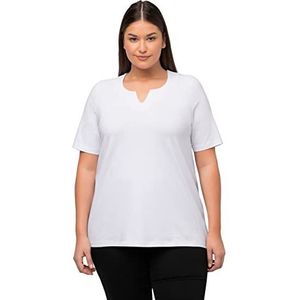 Ulla Popken Dames, A-lijn, tuniekhals, T-shirt met halve mouwen, White Out, 62/64