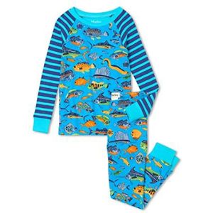 Hatley Pyjama met raglan mouwen voor jongens, Diepe Zee Vis, 4 jaar