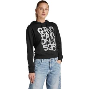 G-Star RAW - Hoodie - Kangoeroezak - Grafische Print - Zwart - Katoen