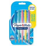 Paper Mate Flexgrip Ultra-balpennen met pastelkleuren | Medium punt (1,0 mm) | Blauwe Inkt | 5 stuks
