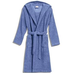 Möve Superwuschel badjas met capuchon voor kinderen en tieners, badjas van 100% katoen, maat 140, cornflower