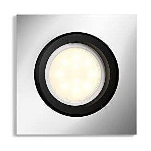 Philips Hue Milliskin inbouwspot - Duurzame LED Verlichting - Warm tot Koelwit Licht - Dimbaar - Verbind met Bluetooth of Hue Bridge - Werkt met Alexa en Google Home - Aluminium - Vierkant