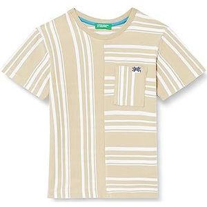 United Colors of Benetton T-shirt 37HLG109G, beige en wit 901, 82 kinderen, Strepen beige en wit 901