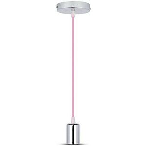 V-TAC SKU.3789 hanglamp, chroom, E27, roze, VT-7338, kunststof en andere materialen, diepte: 60 mm