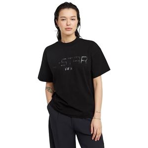 Shiny Print Loose Regular Tee, Zwart (Dk Black D25733-336-6484), M