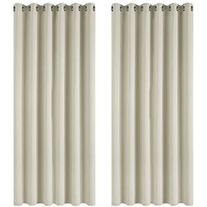 Deconovo Verduisteringsgordijn met Ringen, Crème, 2 stuks Thermogordijn voor Woonkamer, Gordijn Warmte-isolatie, 229x229 cm (B x H)