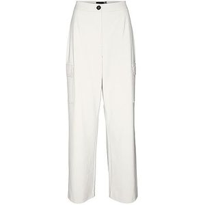 VERO MODA Dames VMSASIE HR Wide Cargo Pant NOOS broek, Snow White, 38/30, wit (snow white), 38W x 30L