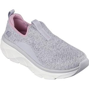 Skechers Dames D'LUX Walker 2.0 Bold State, grijs gebreid/roze trim, 6.5 UK, Grijze gebreide roze rand, 39.5 EU