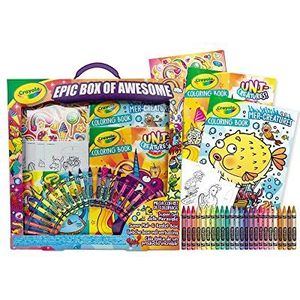 CRAYOLA - Epic Box of Awesome, Super Wunderset, creatieve set en tekenalbum voor kinderen, ideaal cadeau, 04-0832