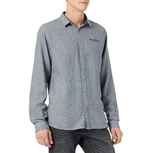 JACK&JONES JCOBERG Shirt LS Hemd, Navy Blazer/Detail:Melange, L