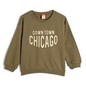 Koton Babyboys Long Sleeve Crew Neck City Bedrukt Soft Interieur Katoen Sweatshirt, kaki (853), 12-18 maanden