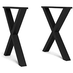 Skraut Home - standaard – poten – brug – in X-vorm – tafelpoten van massief hout – woonkamer – eetkamer – kantoor – gelakt zwart – 72 x 72 cm…