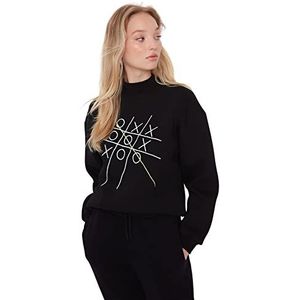 Trendyol Dames Regular Standaard Gebreide Sweatshirt met hoge hals, Zwart, XS