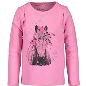 Blue Seven Meisje shirt met lange mouwen paard met glitter, roze (Azalee Orig 410), 128 cm