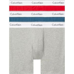Calvin Klein heren shorts Boxer Slip 3pk, Grijze Heide, Lychee, Indische Teal, S