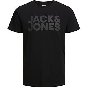 Bestseller A/S Heren JJECORP Logo Tee SS O-Hals NOOS T-Shirt, Black/Fit: Slim/Large Print/Black, S, zwart/fit: slim/large print/zwart, S
