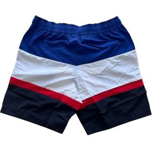 Champion Legacy Retro Sport Beach Shorts - Crinkle Taslon Color Block Bermuda Shorts, elektrisch blauw/wit/marineblauw, L Heren SS24, elektrisch blauw/wit/marineblauw, L
