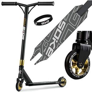 SOKE Stunt Scooter Pro Kickstep met ABEC 9 kogellagers, step, trick scooter voor volwassenen en kinderen, tweewieler, freestyle cityroller, 2 wielen, draagkracht 100 kg (zwart-goud)