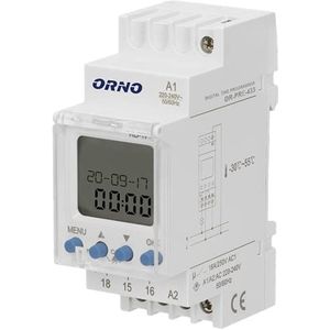 ORNO PRE-433 Digitale Timer voor DIN-rails, 52 Programma's 3 Menutalen 2 Modules DIN TH-35mm