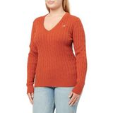 GANT - Trui - Roestrood - V-hals - Slanke Pasvorm - Lange Mouw