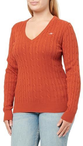 GANT - Trui - Roestrood - V-hals - Slanke Pasvorm - Lange Mouw