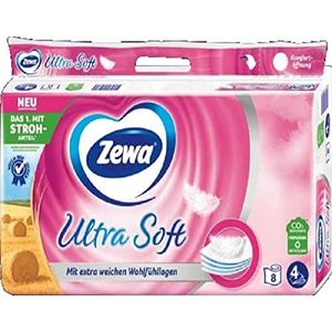 Zewa toiletpapier Ultra Soft met stro, 4-laags, wit, 8 x 150 vellen