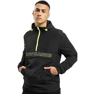 Urban Classics Heren Contrast Pull Over Jacket Windjack, Black/lectriclime., S