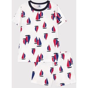 Petit Bateau pyjacourt kinderen en adolescenten, Wit/Veelkleurig., 6 Jaar