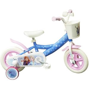 A.T.L.A.S. Fiets voor kinderen, meisjes, ijskoningin/Frozen met mand voor, spatbescherming, behuizing, wielen van stokken en 2 stabilisatoren