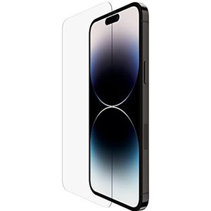 Belkin OVA102zz TemperedGlass iPhone 14 Pro Max-screenprotector met antimicrobiële coating,eenvoudig aan te brengen zonder luchtbellen met meegeleverd bevestingsframe, hardheidsscore van 9H,helder