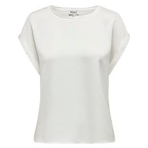 ONLY Dames Onllieke S/S Satin Mix Top WVN Noos blouse met korte mouwen, wit, S