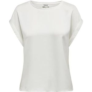 ONLY Dames Onllieke S/S Satin Mix Top WVN Noos blouse met korte mouwen, wit, L