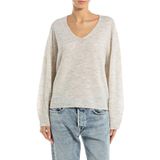 REPLAY - M02 - Oversized Trui - Lichtgrijs Melange