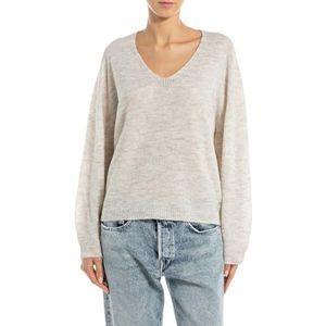 REPLAY - M02 - Oversized Trui - Lichtgrijs Melange