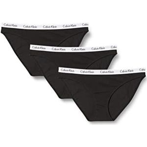 Calvin Klein Dames 3-pack slips bikini vorm met stretch, zwart (zwart), XS