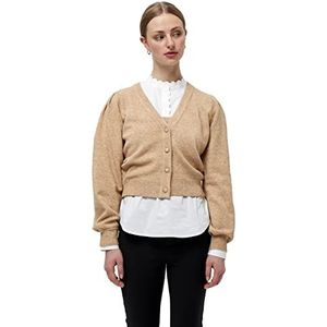 Minus Dames Mary Knit Cardigan Sweater, Light Leather Brown Melange, L