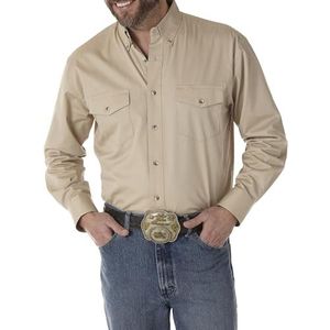 Wrangler Geschilderde Desert Twee Pocket Lange Mouwen Knopen Werkshirt voor Mannen, bruin, M