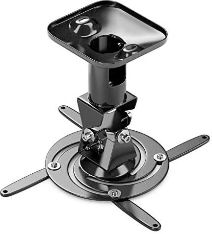 deleyCON Universele Beamer Projector Plafondbevestiging +-25° Kantelbaar - 360° Draaibaar - tot 15kg - Afstand tot het Plafond 215mm - Kabelgeleider - Zwart