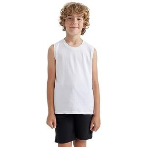 DeFacto Tanktop voor kinderen, stijlvol en comfortabel mouwloos shirt voor actieve kinderen, wit, 8-9 Jaren