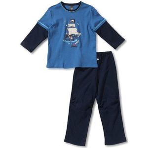Schiesser Jongens Capt'n Sharky Schlafanzug Opaque Pyjama met lange mouwen, Blue - Blau (800-blau), 3 Jaren