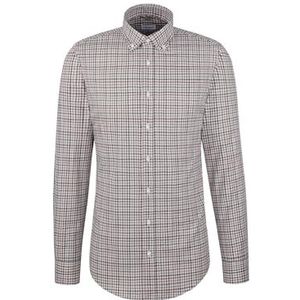 Seidensticker - Flanellen Overhemd - Zwart - Slim 1/1 Button-Down-kraag Ruit