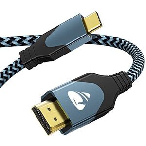 USB C naar HDMI-kabel 4K Aioneus USB Type C naar HDMI-kabel (compatibel met Thunderbolt 3) voor thuiskantoor, compatibel met iPad Pro 2020, MacBook Pro